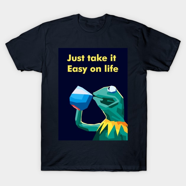 Frog Drinking Coffee T-Shirt by Pure Touch